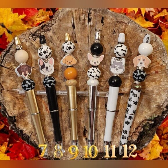 New! Custom Made Adorable Dog Beaded Pen w/Free Ink Refill - Picture 2 of 2